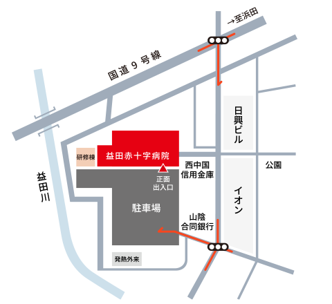 益田日赤 駐車場案内図